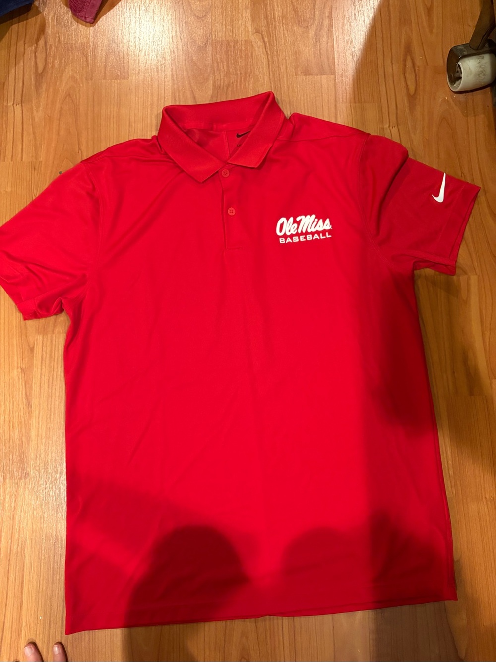 Nike Ole Miss Baseball Red Polo Shirt. Size medium
